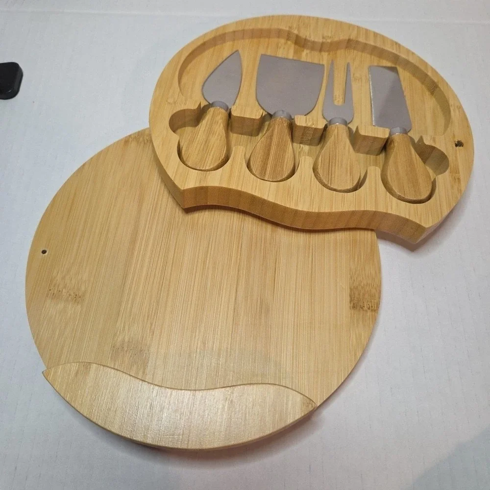 OPEN BOX - Bamboo‎ Cheese Board Gift Set, Wooden Charcuterie Serving Tray